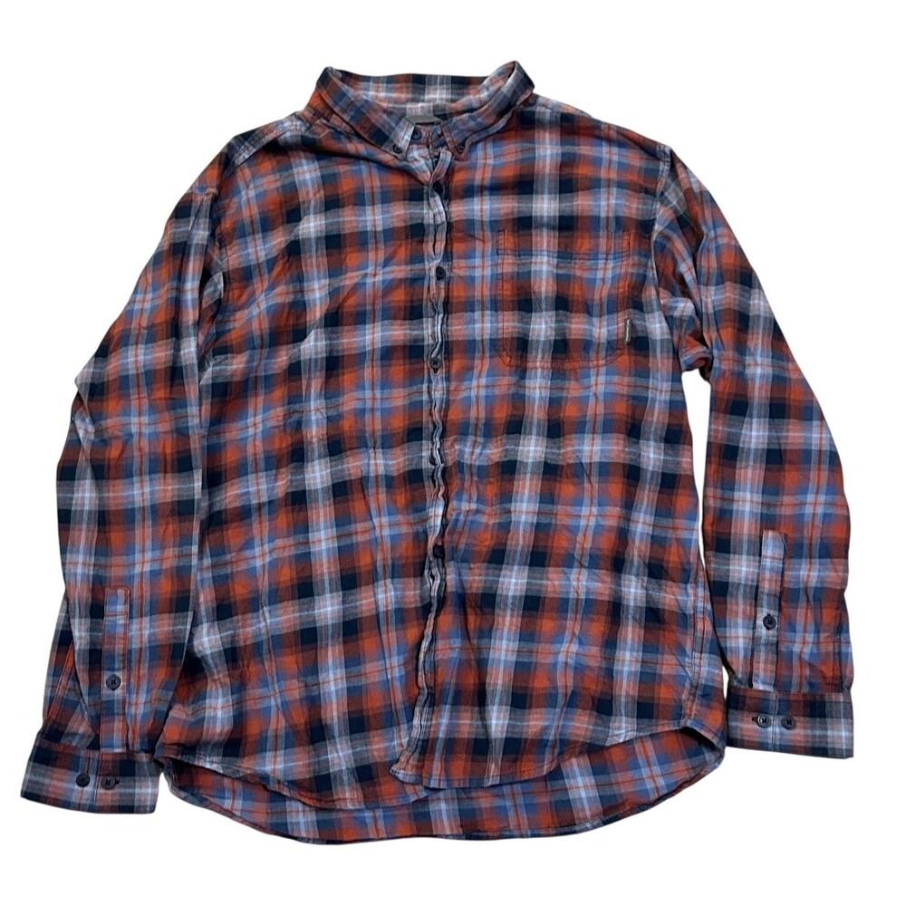VTG Columbia Flannel Shirt Mens Plaid Long Sleeve Button Down 2XL Blue Red